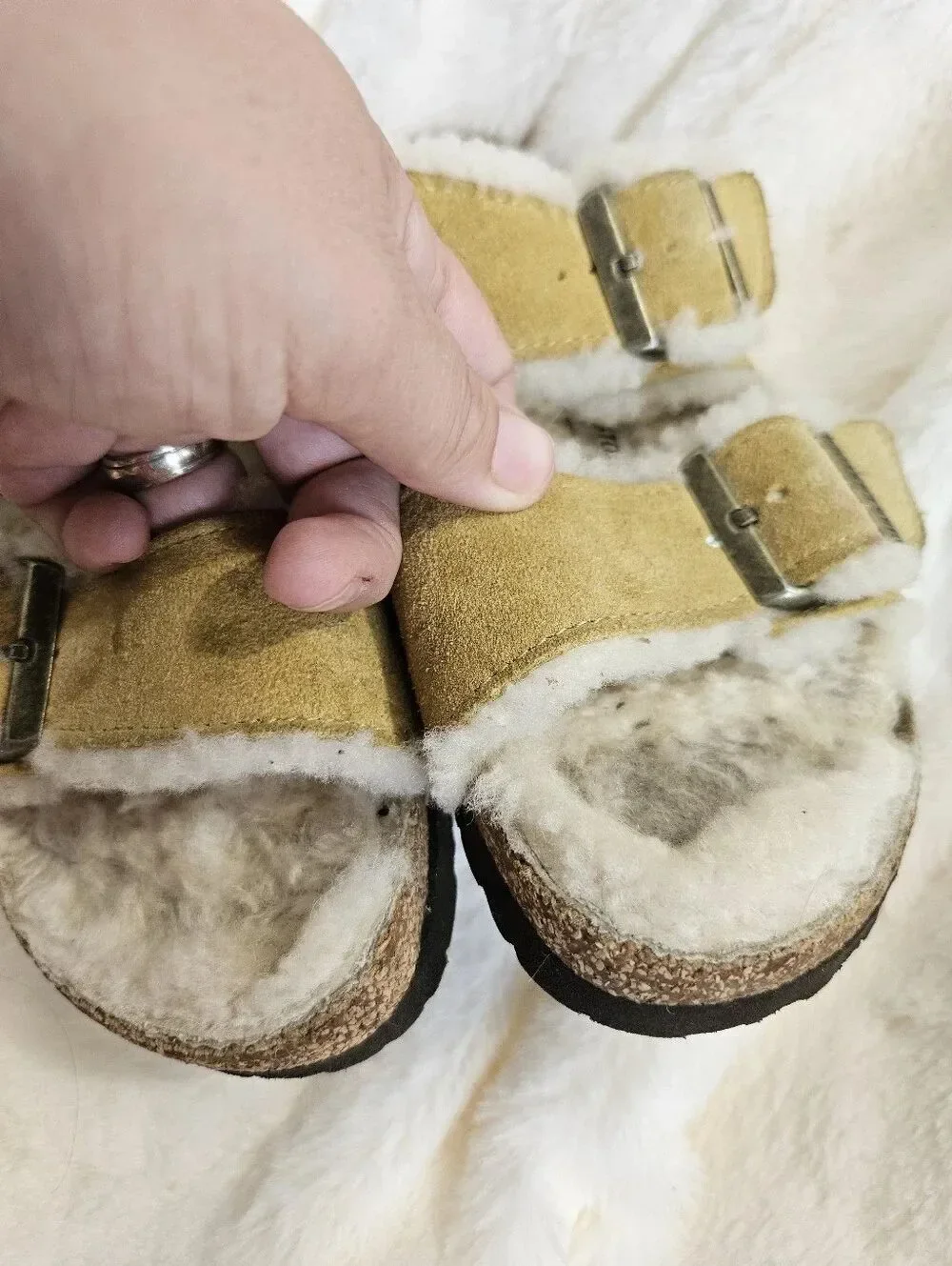 Birkenstock Arizona Shearling Suede Sandals – Size EU 37 / US Women's 6-6.5
